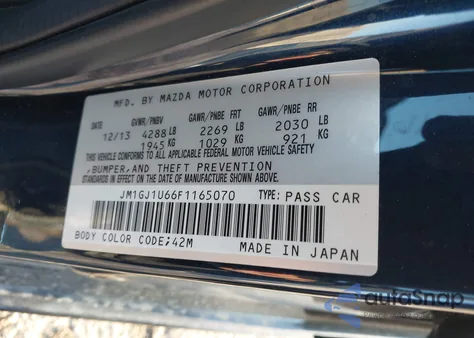 2015 Mazda Mazda6 I Sport z USA, uszkodzony, nr VIN JM1GJ1U66F1165070